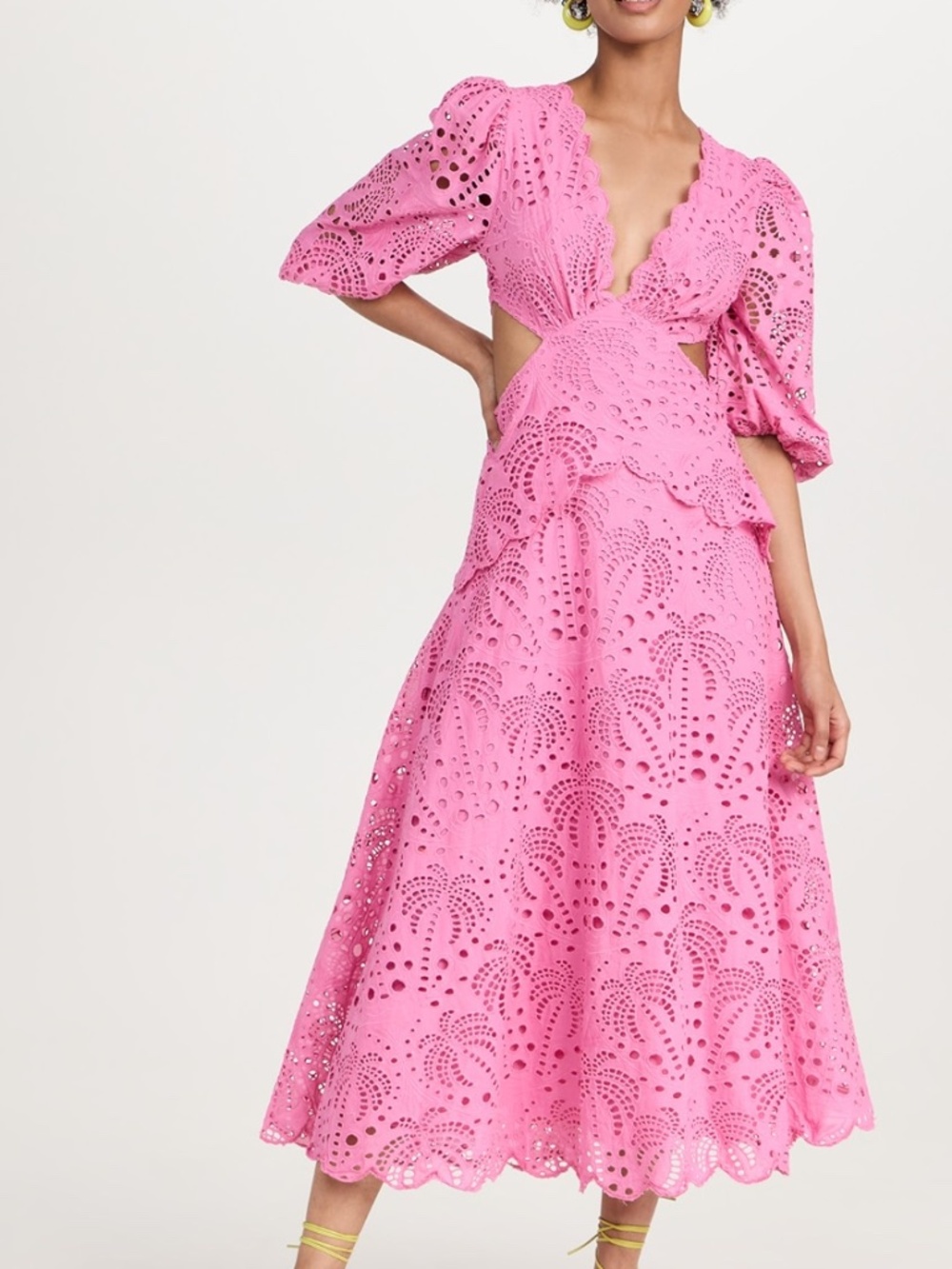 Farm Rio Pink Richilieur Midi Dress